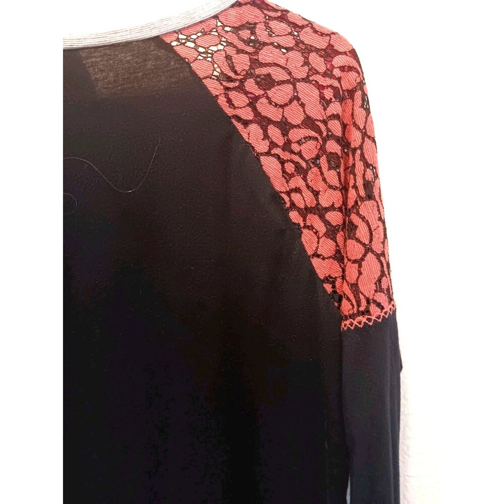 Harley-Davidson Women's Colorblock Raglan Top Coral Lace Eagle Live To Ride Sz L - Picture 6 of 10